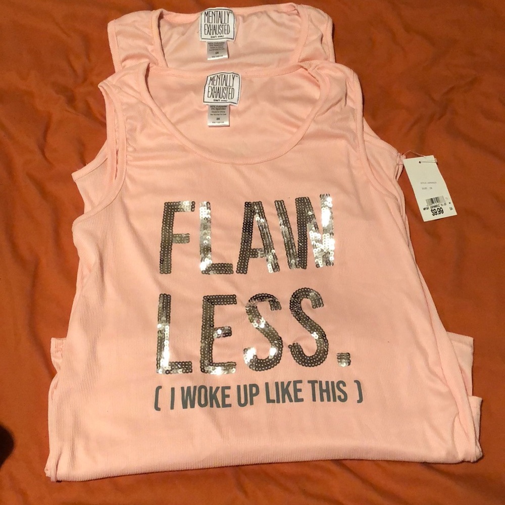 Silver sequin “Flawless” pink tank